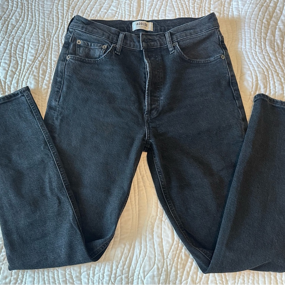 Agolde Straight Leg Jeans in Washed Black